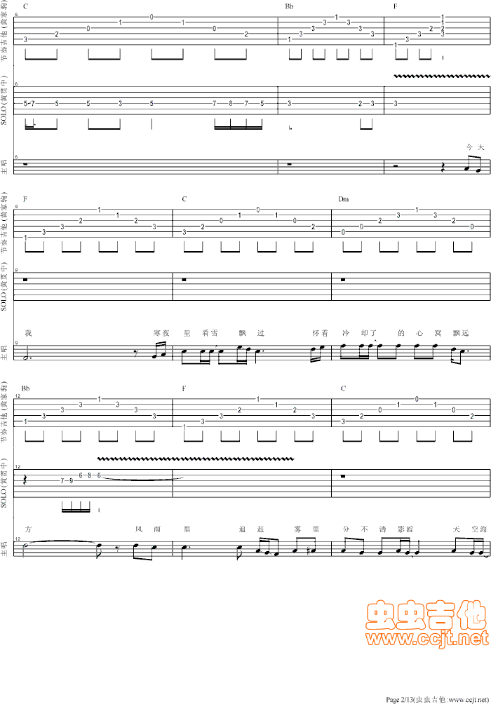 海阔天空吉他谱第2页