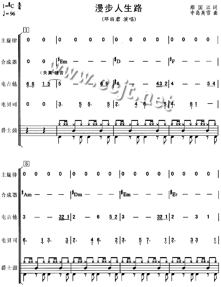 漫步人生路吉他谱第1页