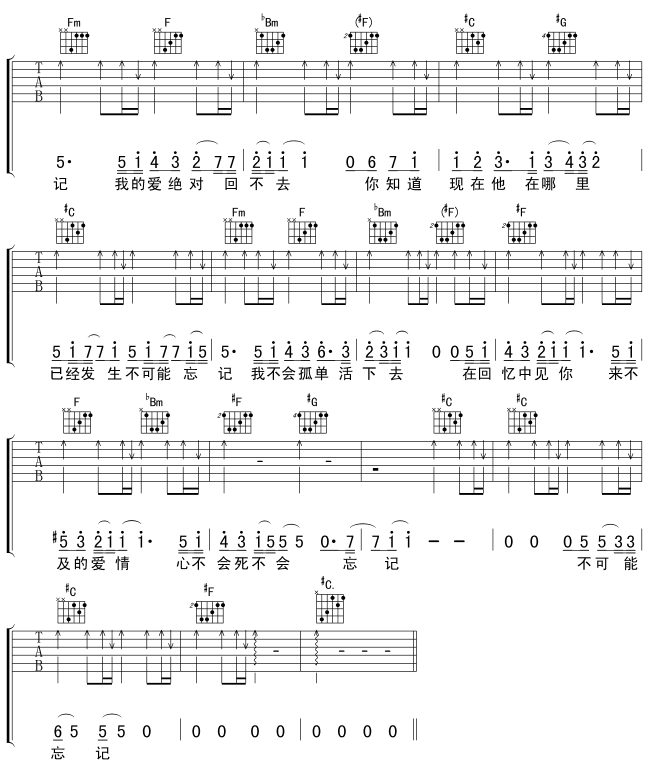 不可能忘记吉他谱第3页