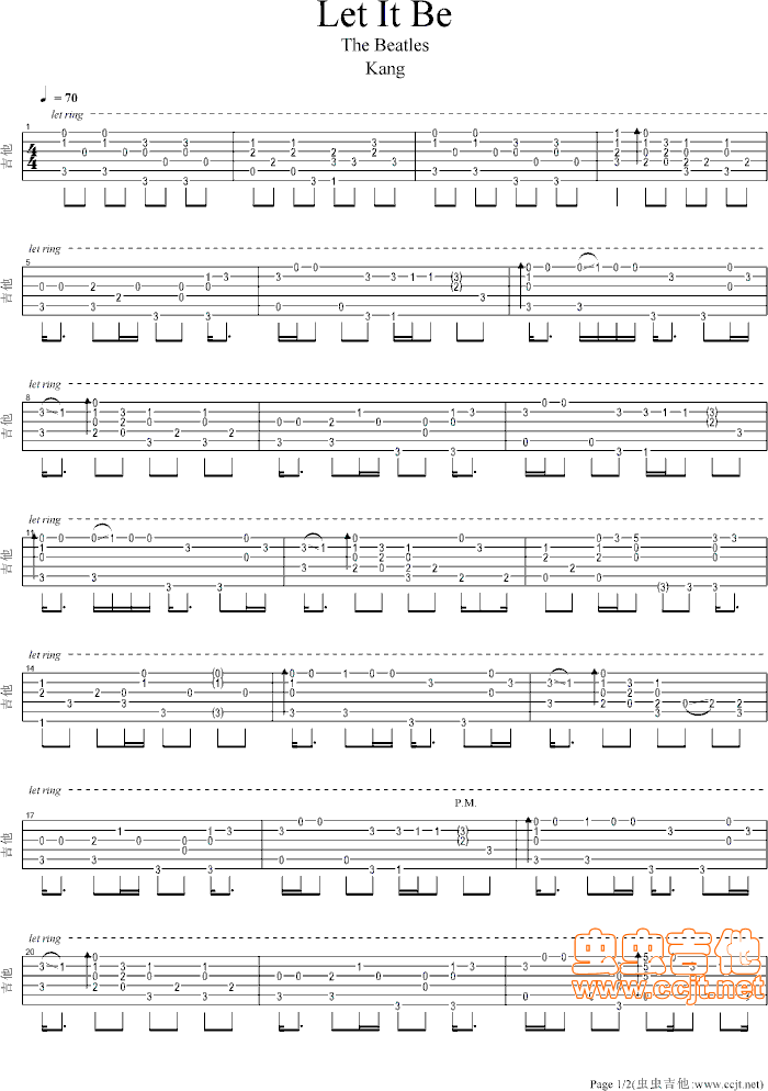 LetItBe吉他谱第1页