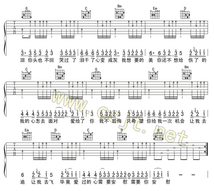别说我的眼泪你无所谓吉他谱第4页