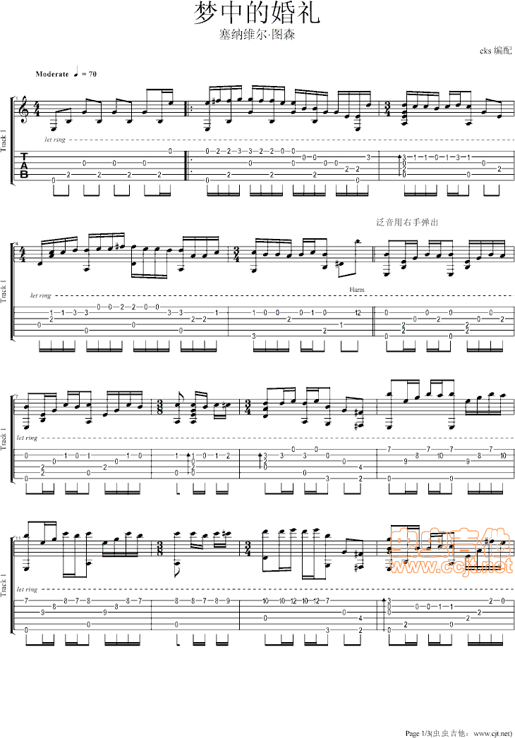 梦中的婚礼吉他谱第1页