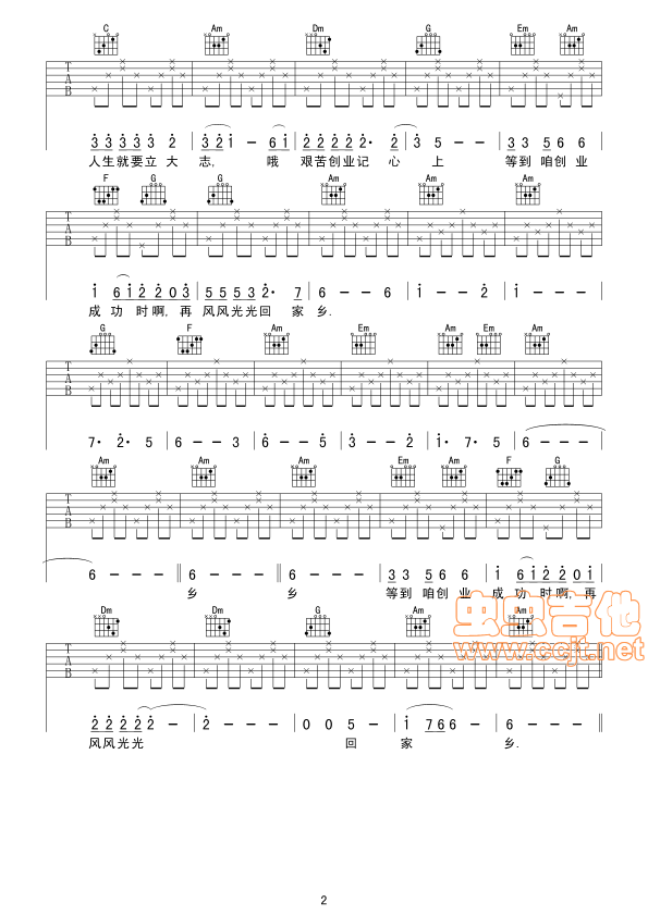 打工行吉他谱第2页