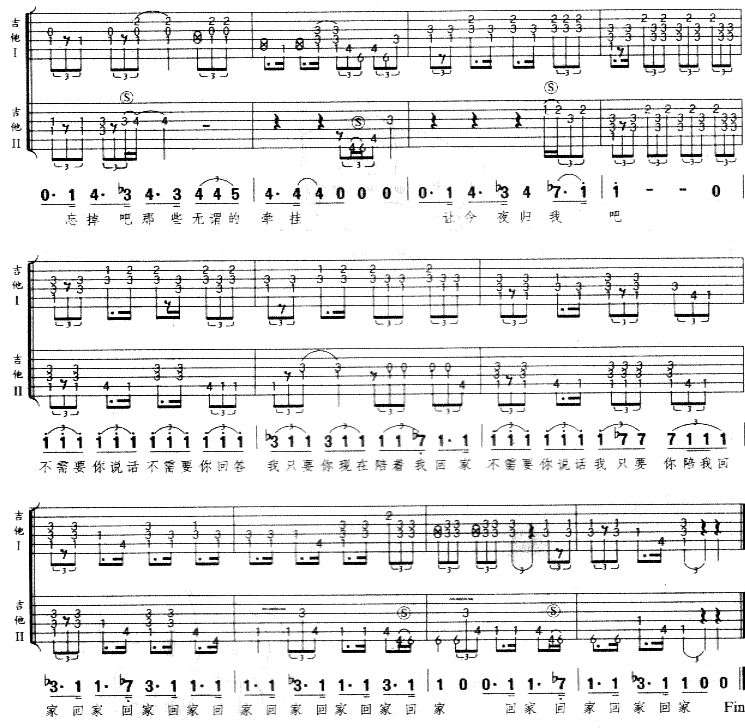 今夜是不是陪我回家吉他谱第3页