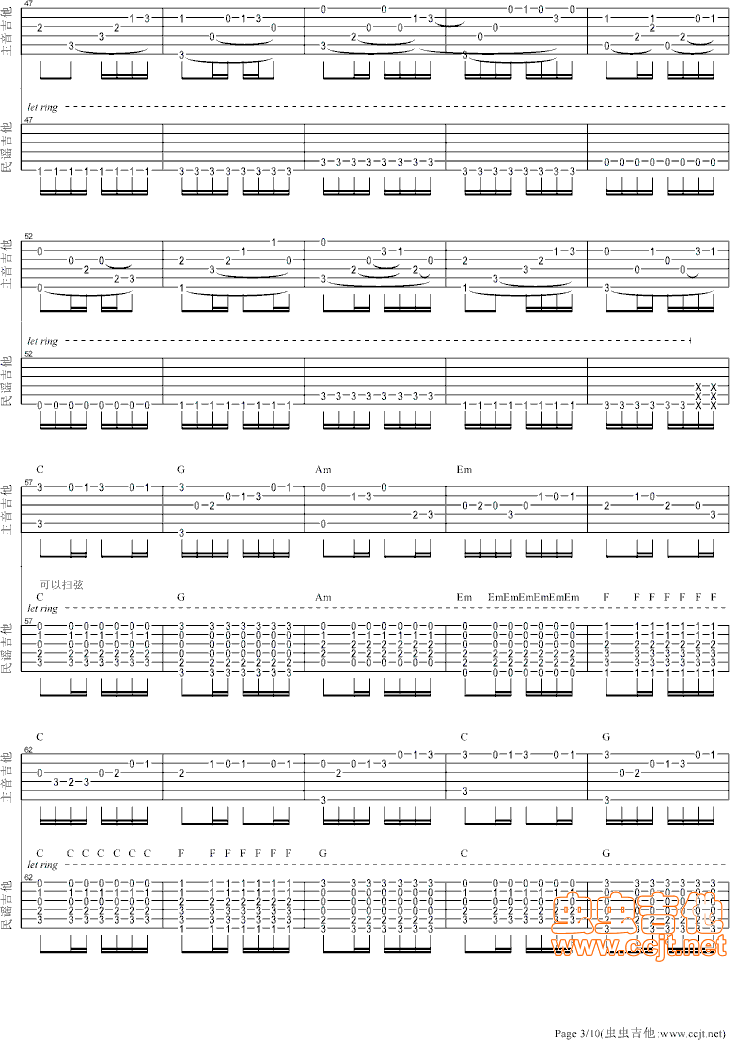 卡农吉他谱第3页