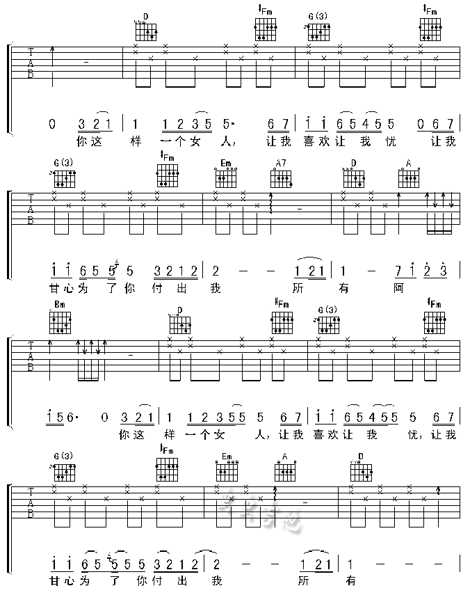 讓我歡喜讓我憂吉他圖片譜周華建吉他譜周華建吉他圖片譜3張