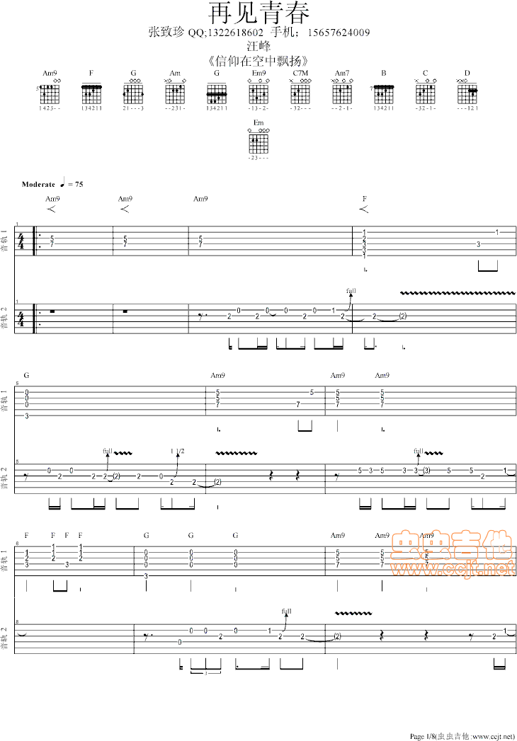 再见青春吉他谱第1页