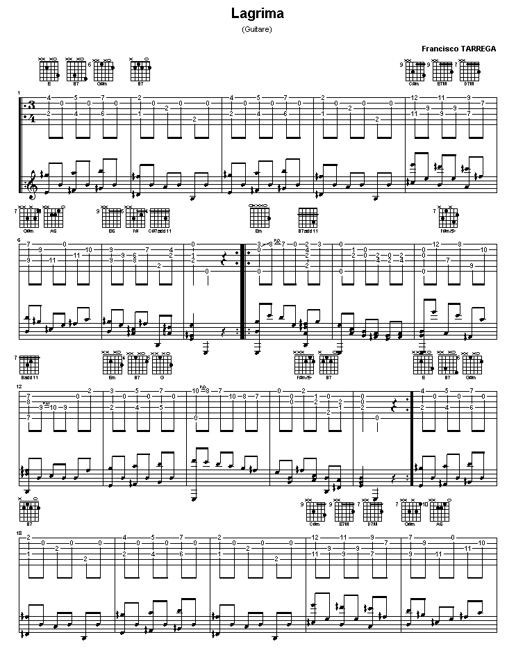 Lagrima吉他谱第1页