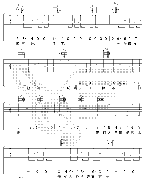 东北人都是活雷锋吉他谱第3页