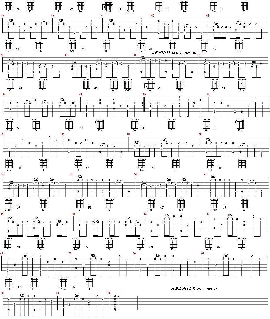 命中注定（指弹独奏完美自制图片谱）吉他谱第2页