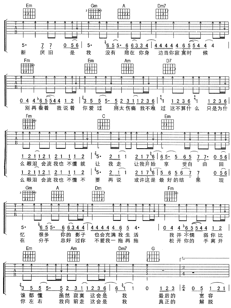 我不难过吉他谱第2页