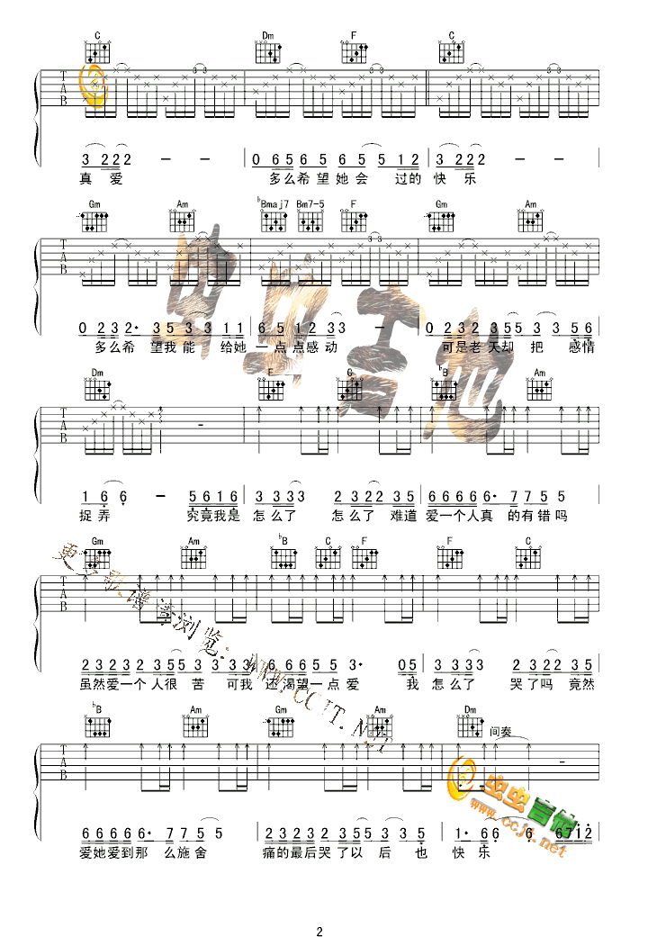 难道爱一个人有错吗吉他谱第2页