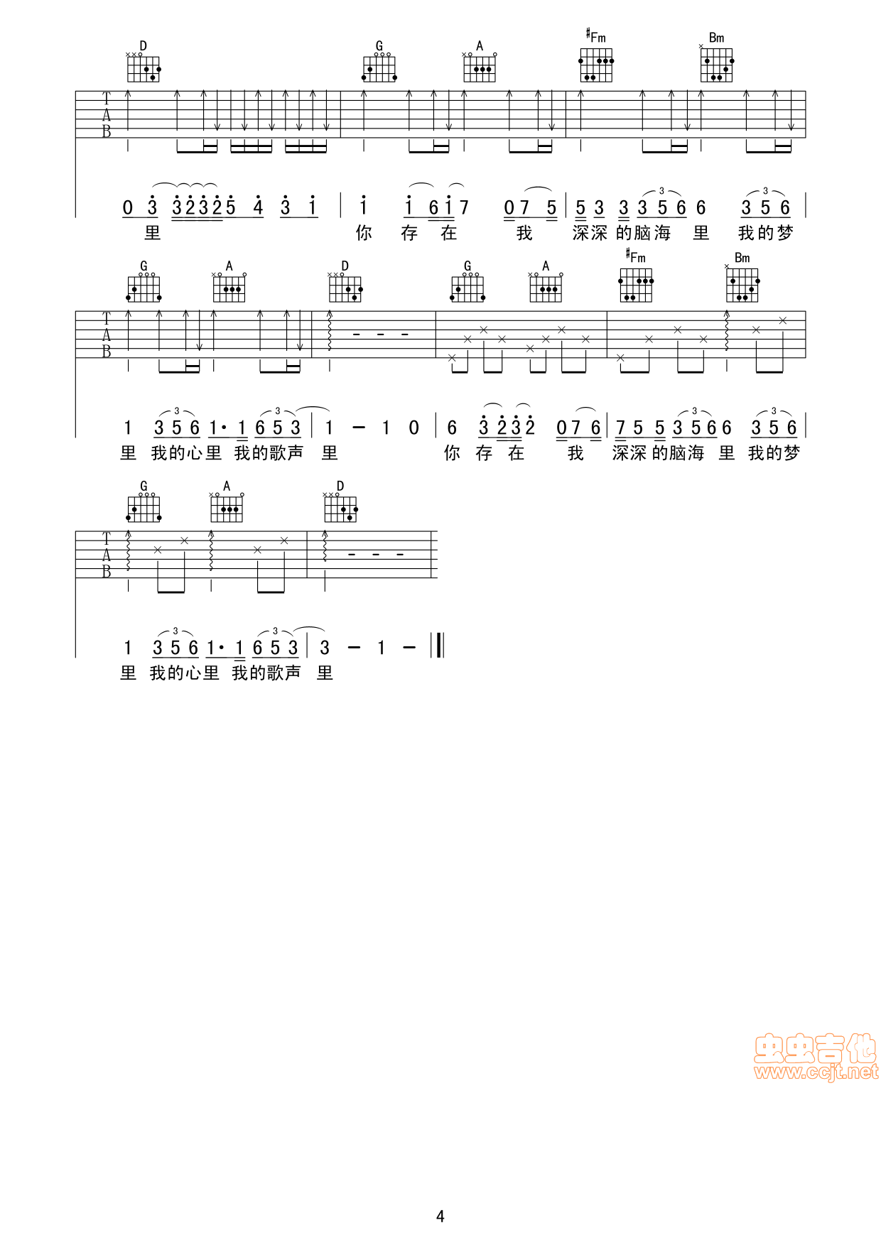 我的歌聲裡高清吉他圖片譜曲婉婷吉他譜曲婉婷吉他圖片譜4張