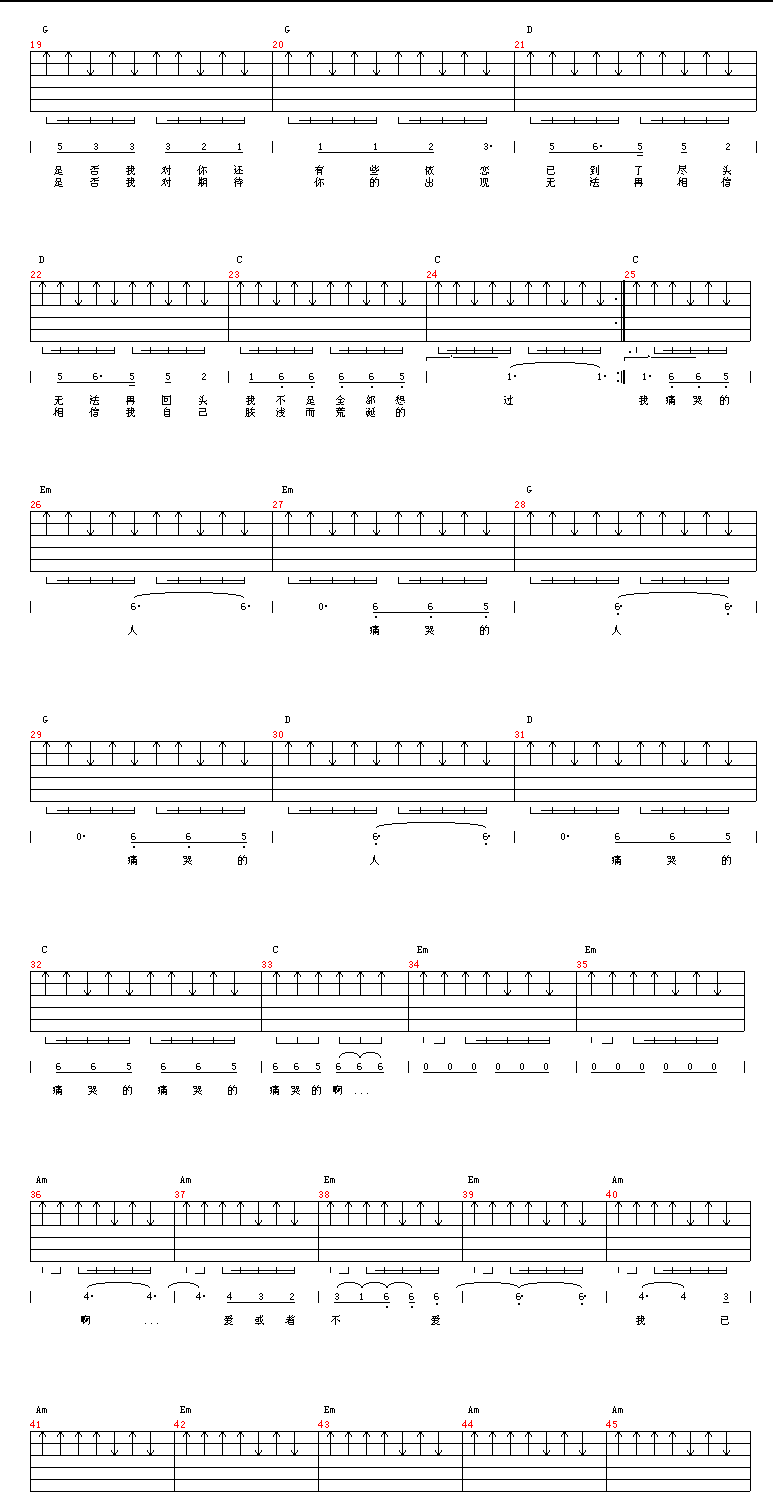痛哭的人吉他谱第2页