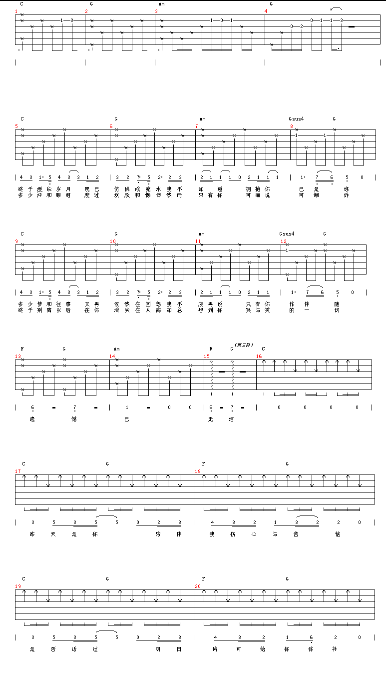 无泪的遗憾吉他谱第2页