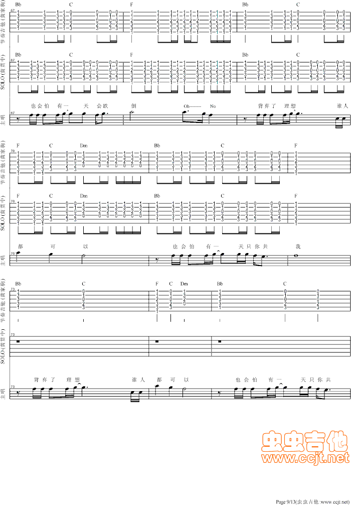 海闊天空馬來西亞不插電版吉他圖片譜beyond吉他譜beyond吉他圖片譜13