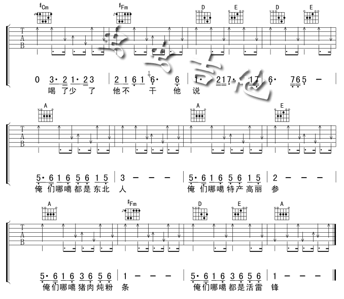 东北人都是活雷锋吉他谱第2页