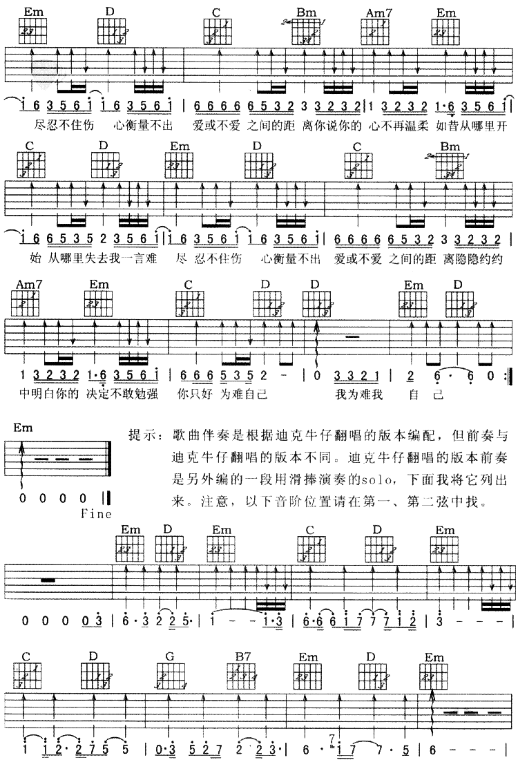 一言难尽吉他谱第2页