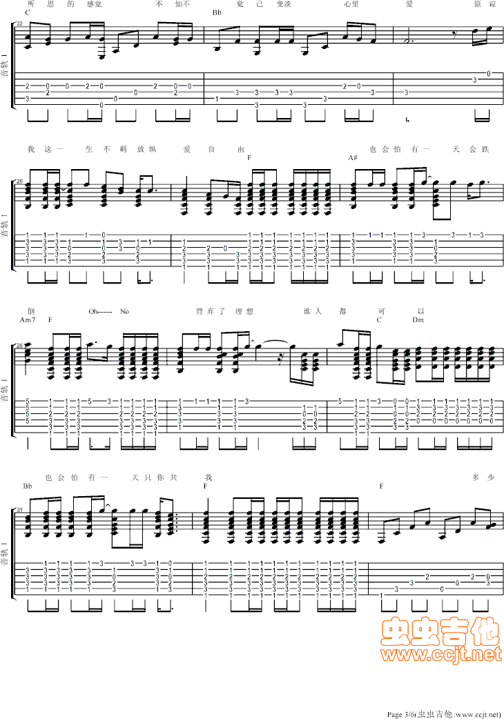 海阔天空吉他谱第3页