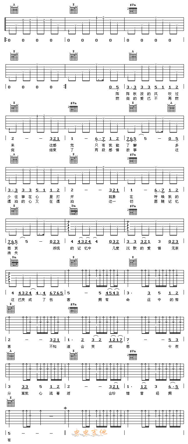 《曾经拥有吉他谱》