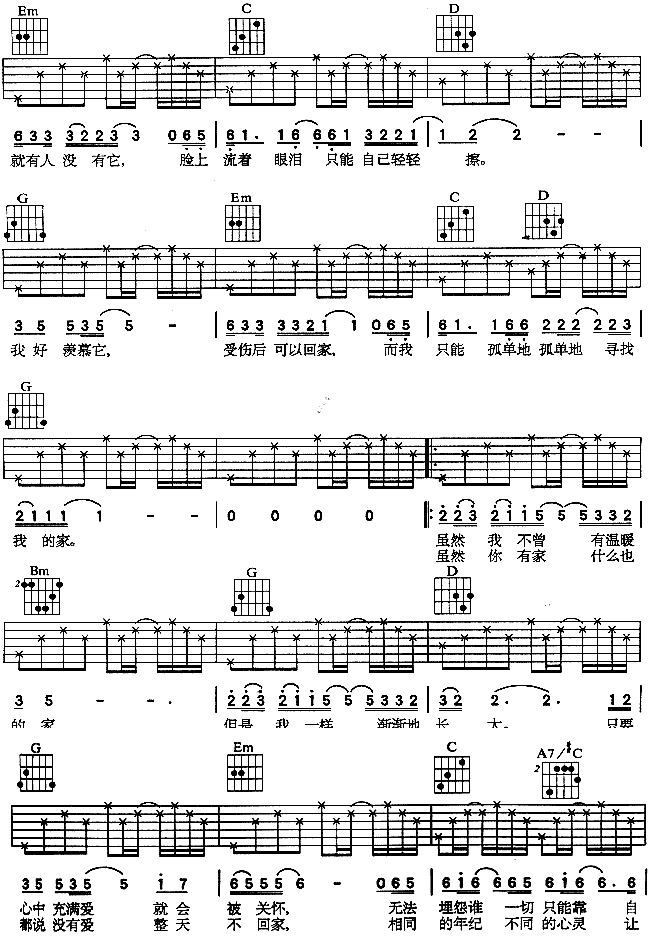我想有个家吉他谱第2页