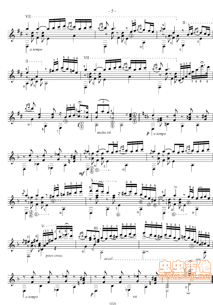 阿拉伯风格绮想曲吉他谱第10页