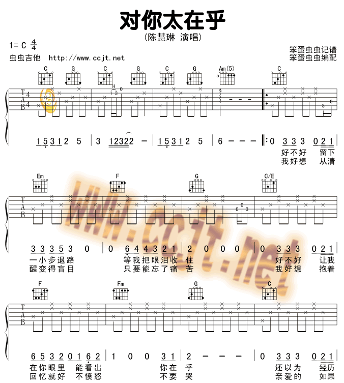 对你太在乎吉他谱第1页