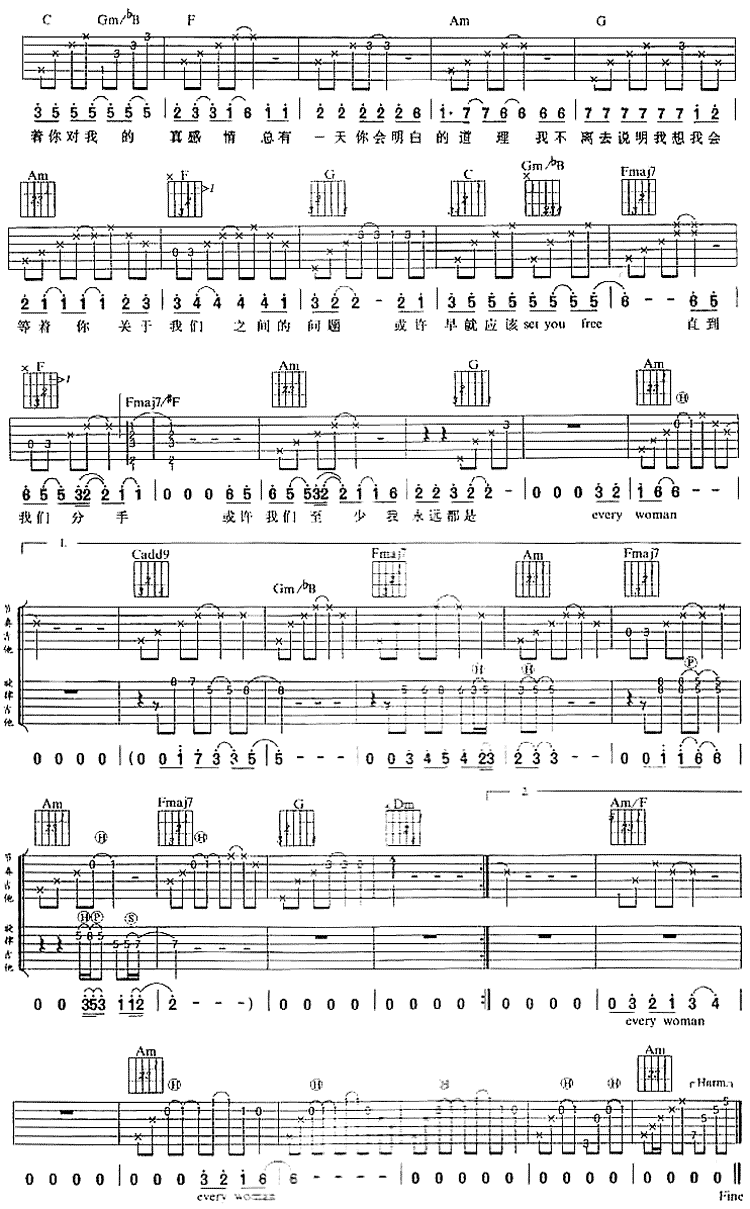 普通女孩（结合版）吉他谱第2页