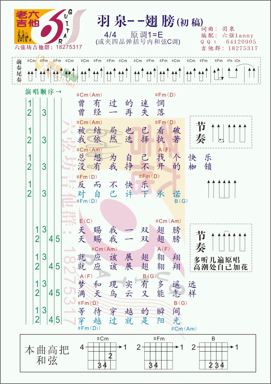 翅膀吉他谱第1页