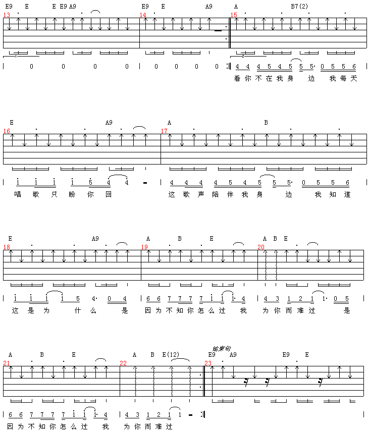 我你难过吉他谱第2页