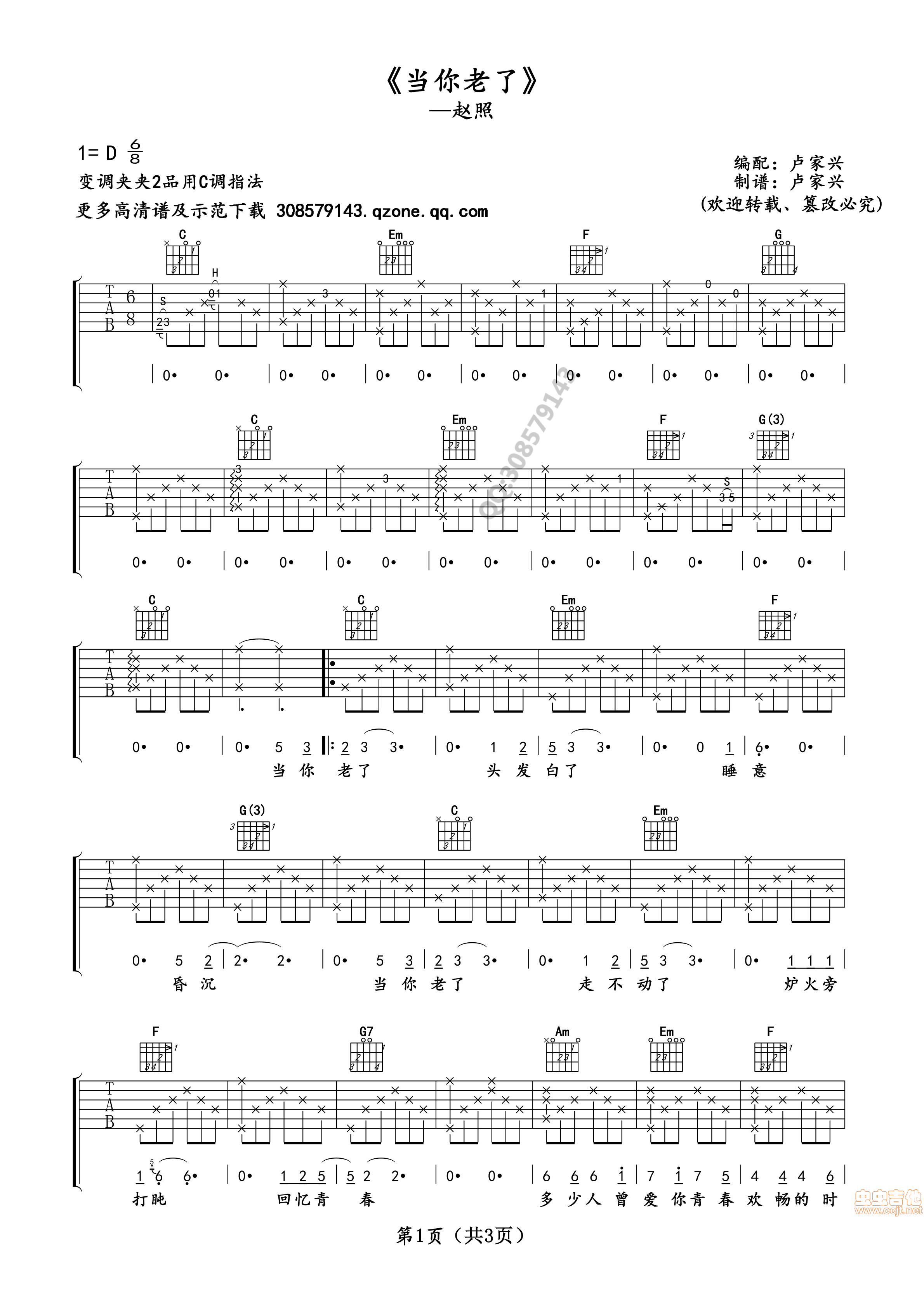 当你老了吉他谱第1页