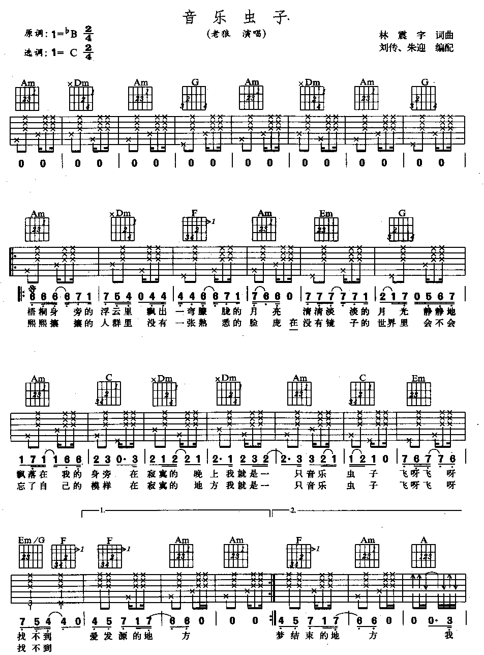 音乐虫子吉他谱第1页