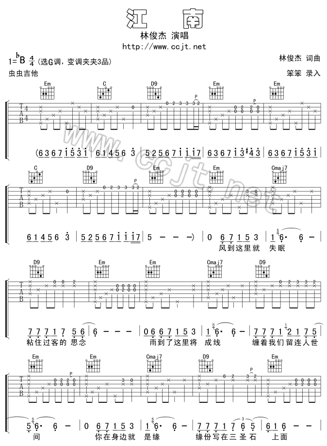 江南吉他譜林俊杰吉他圖片譜4張