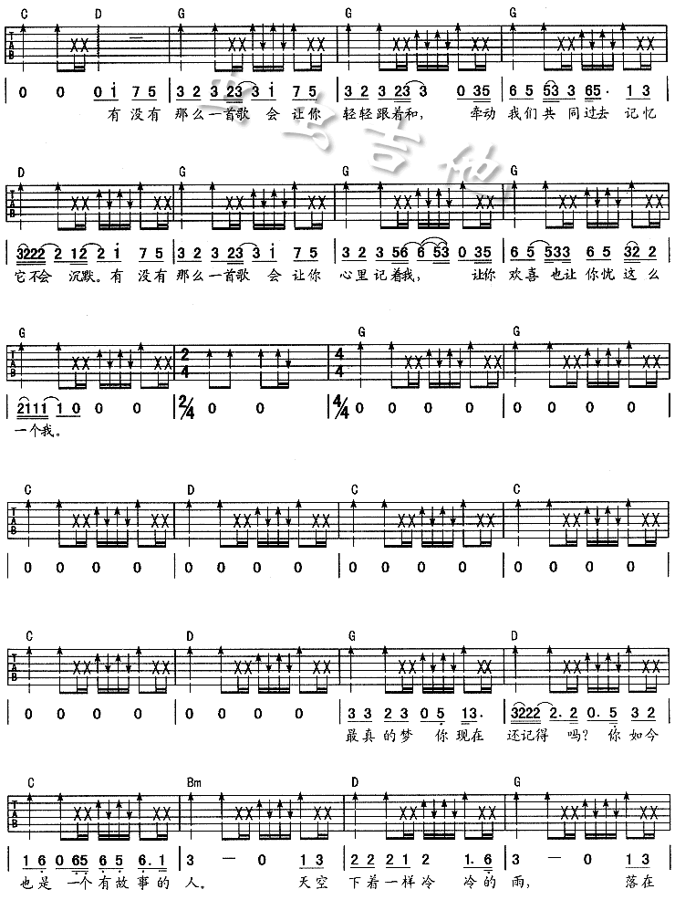 有没有一首歌会让你想起我吉他谱第2页