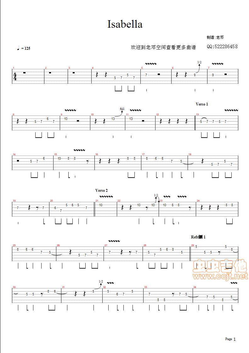 Isabella吉他谱第1页