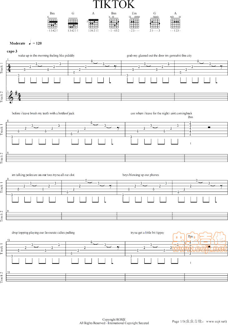 TIKTOK吉他谱第1页