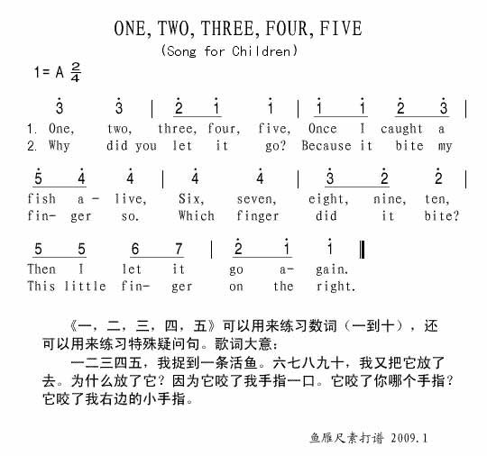 ONE,TWO,THREE,FOUR,FIVE吉他谱