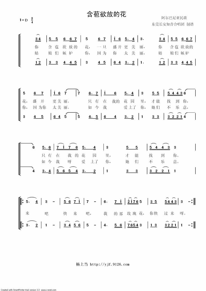 含苞欲放的花 合唱谱吉他谱