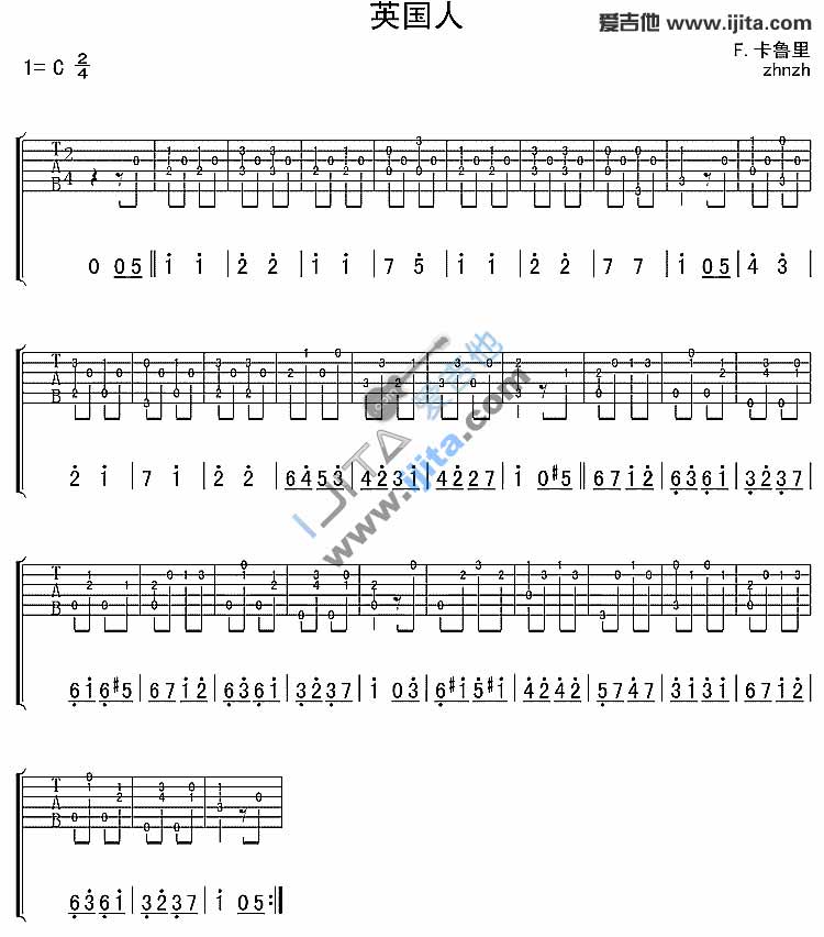 英国人吉他谱