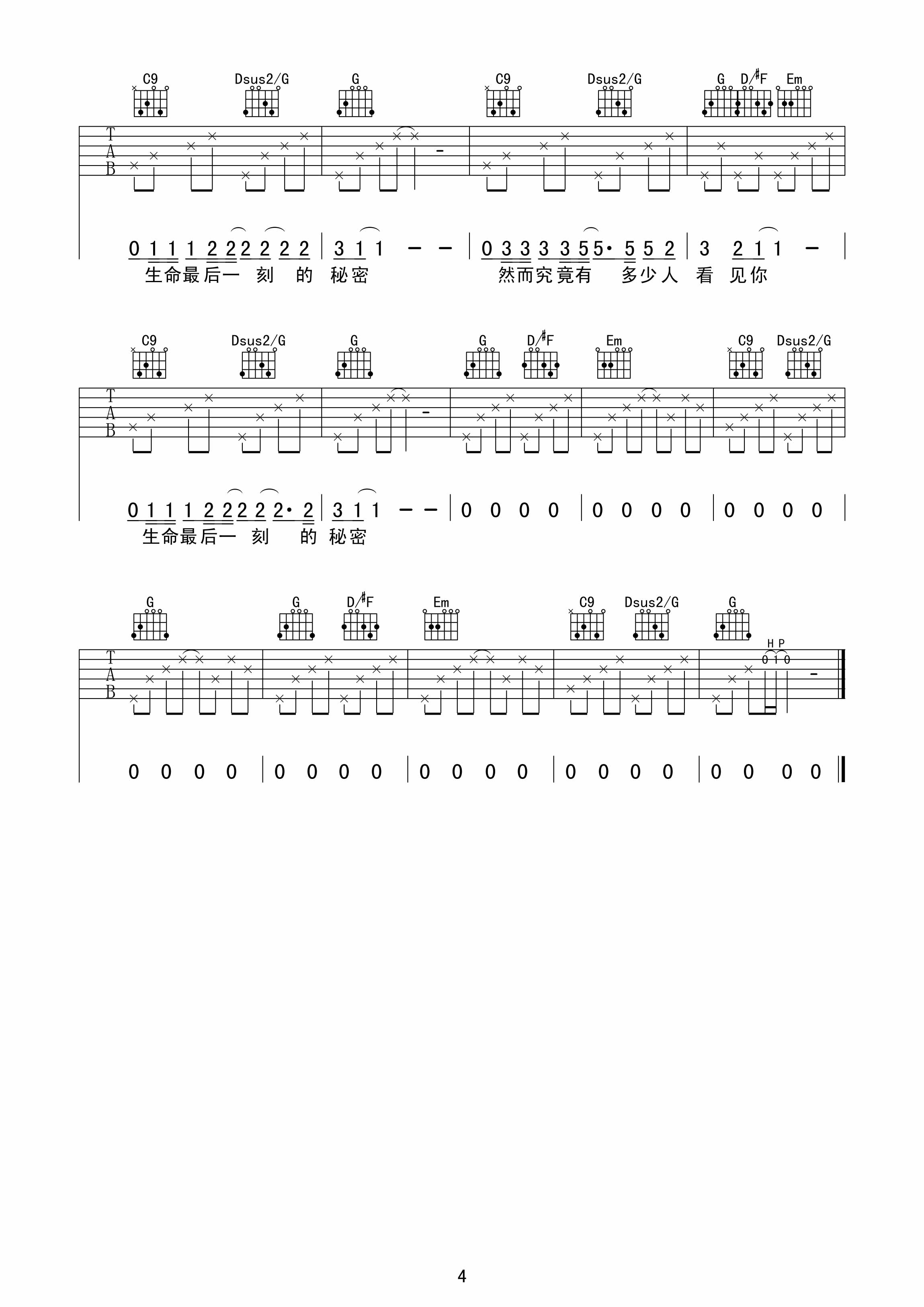 小魏 每个人都是一颗流星|吉他谱