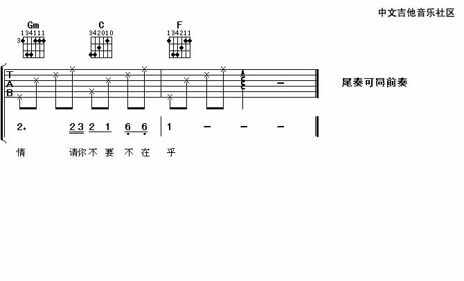 吕方 朋友别哭|吉他谱