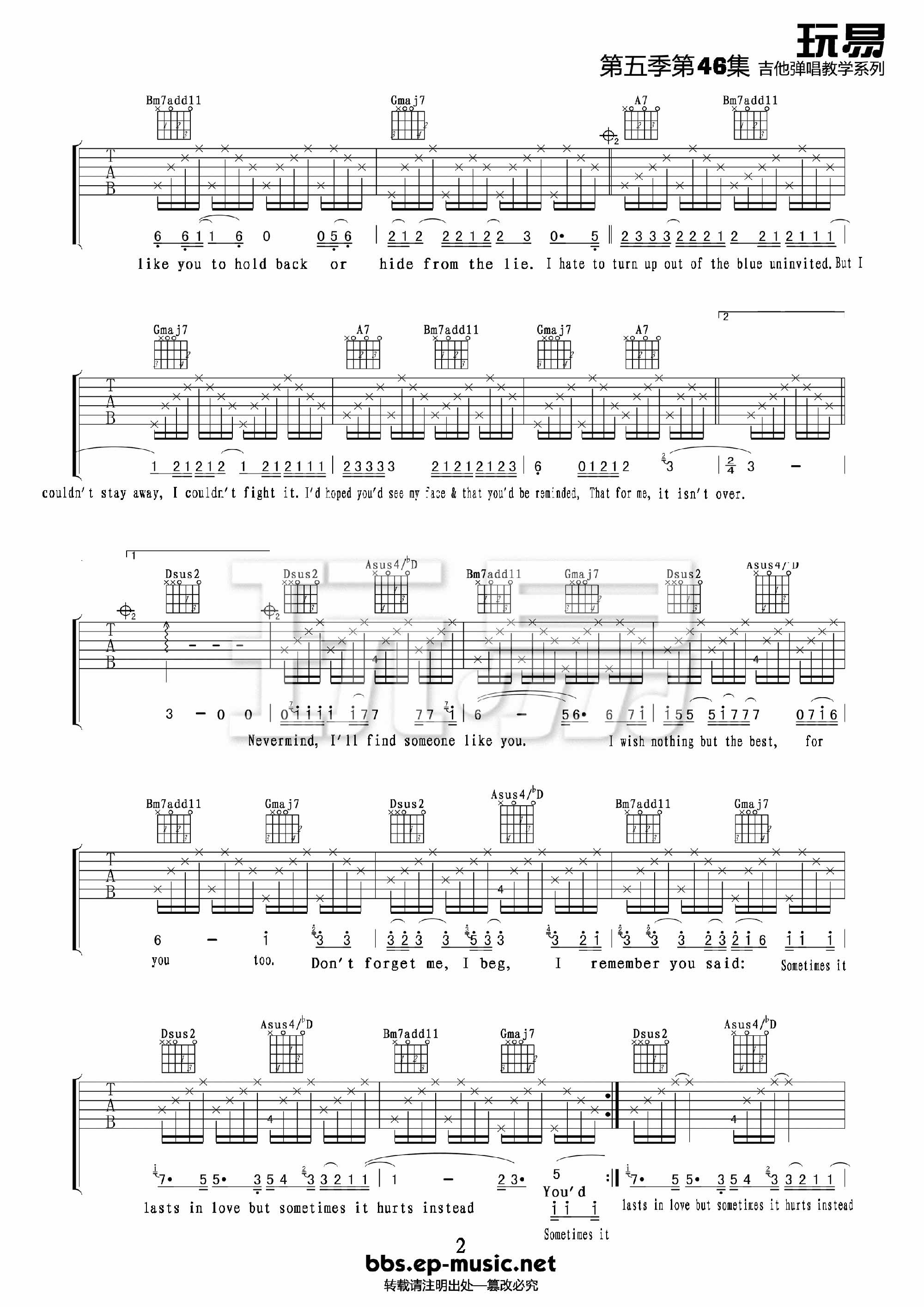 《Rolling In The Deep-Adele》,Adele（六线谱 调六线吉他谱-虫虫吉他谱免费下载