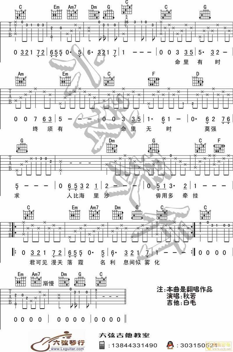 許冠傑浪子心聲吉他譜吉他圖片譜3張