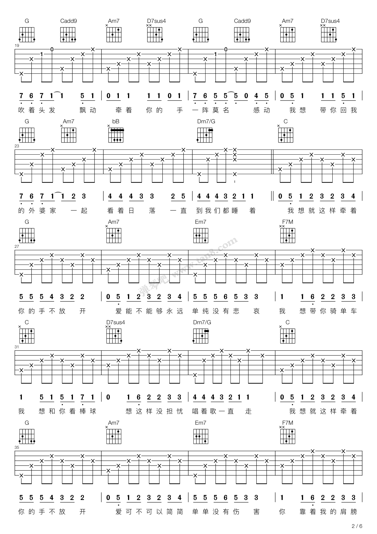 《簡單愛 吉他彈唱譜 》 周杰倫吉他譜 周杰倫 吉他圖片譜23張