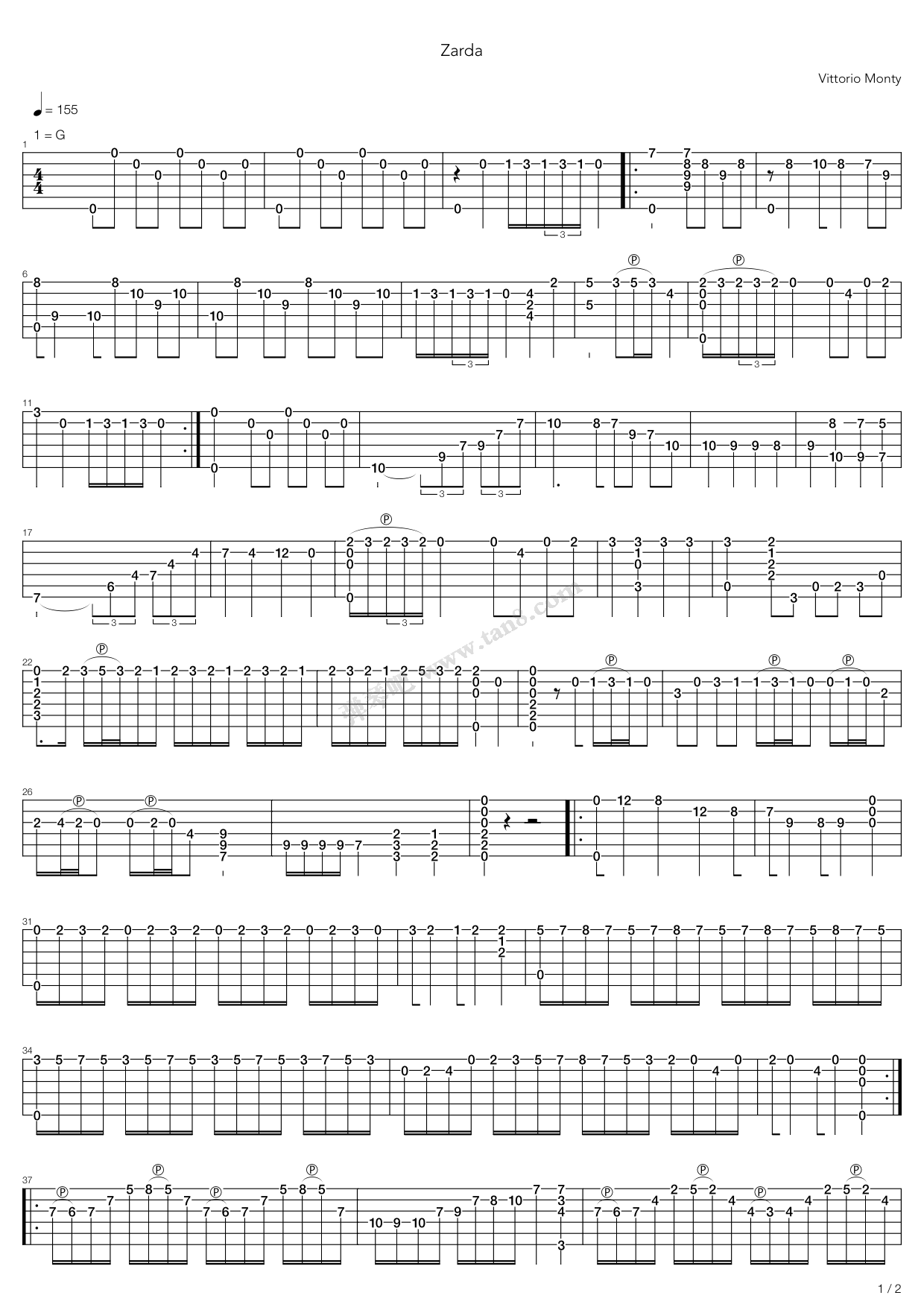 查尔达什舞曲吉他谱图片