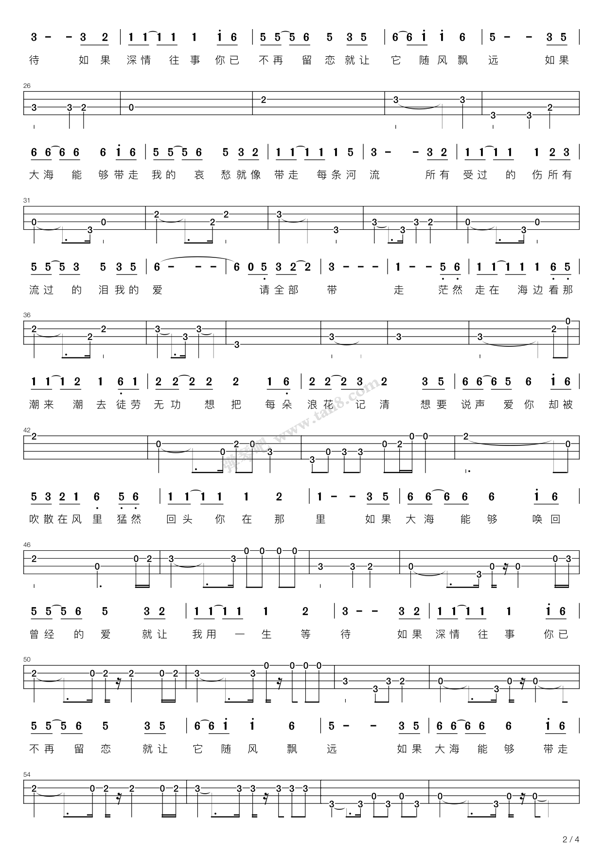 口是心非吉他谱_张雨生_C调弹唱61%单曲版 - 吉他世界