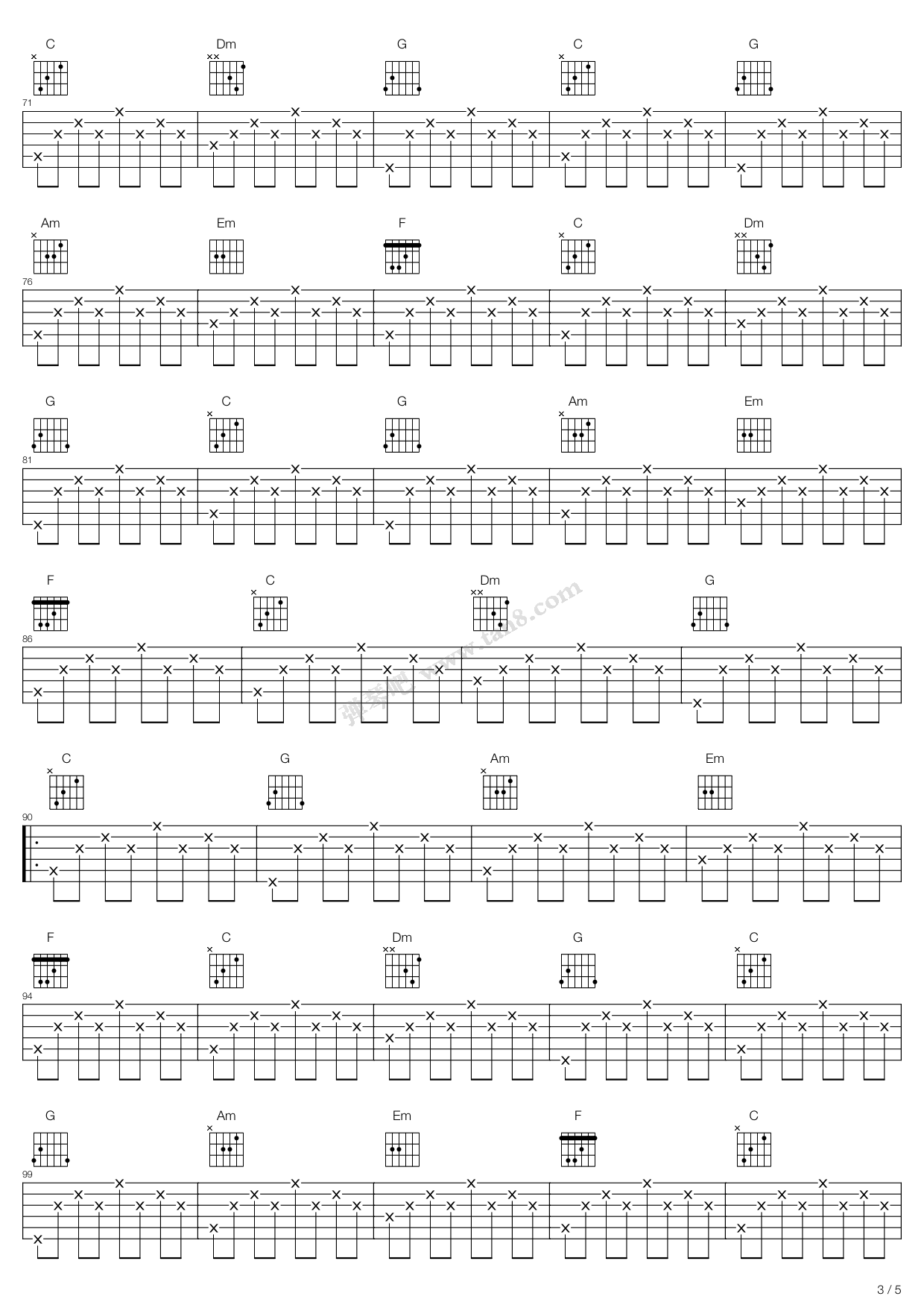 alone吉他谱图片